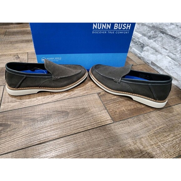 Nunn Bush Otto EZ Moc Toe Slip On Loafer Dress Shoe, Gunmetal Gray, 8M Leather - Picture 2 of 8